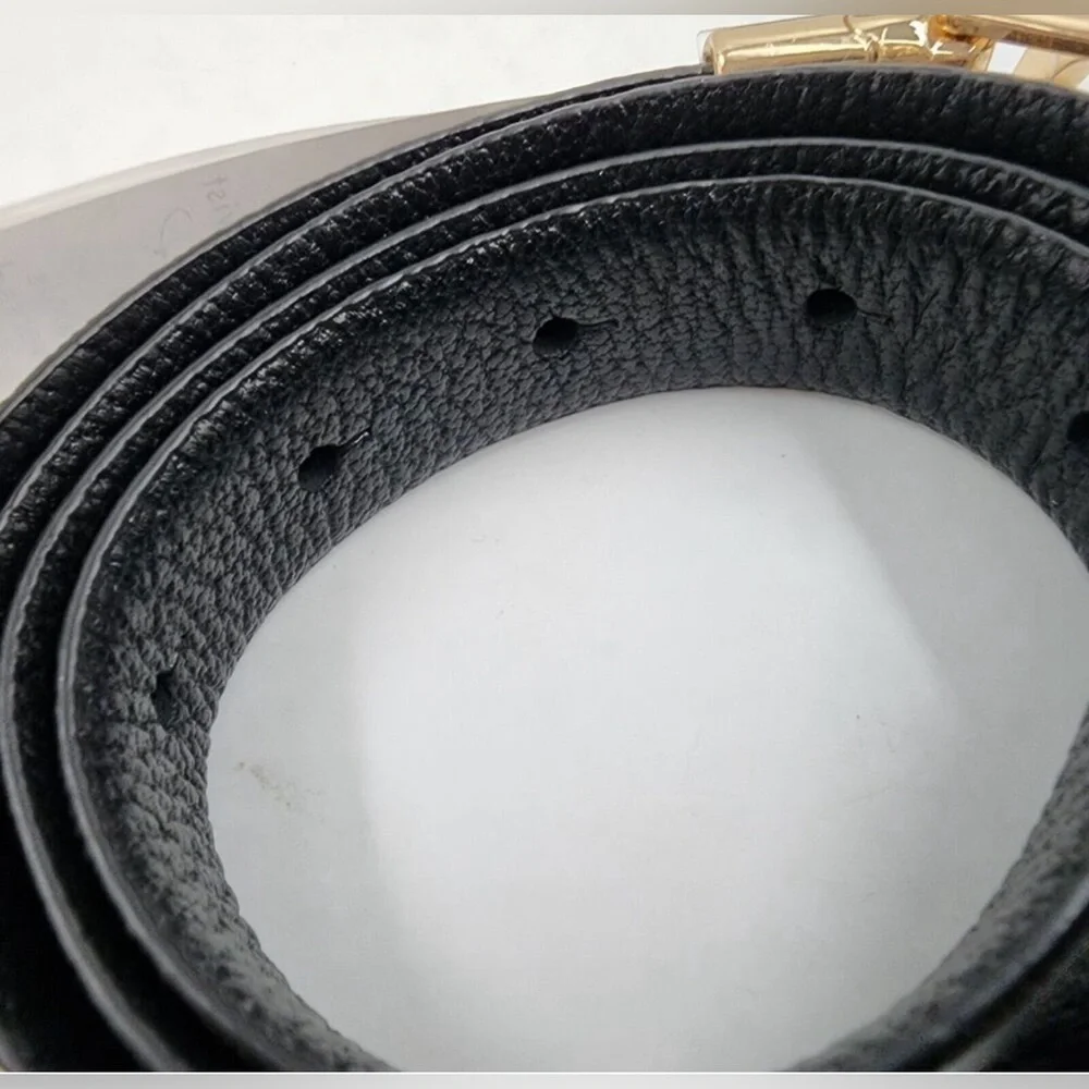 Michael Michael Kors 25mm Reversible Logo Belt Sz Medium Black-Brown / Gold NEW